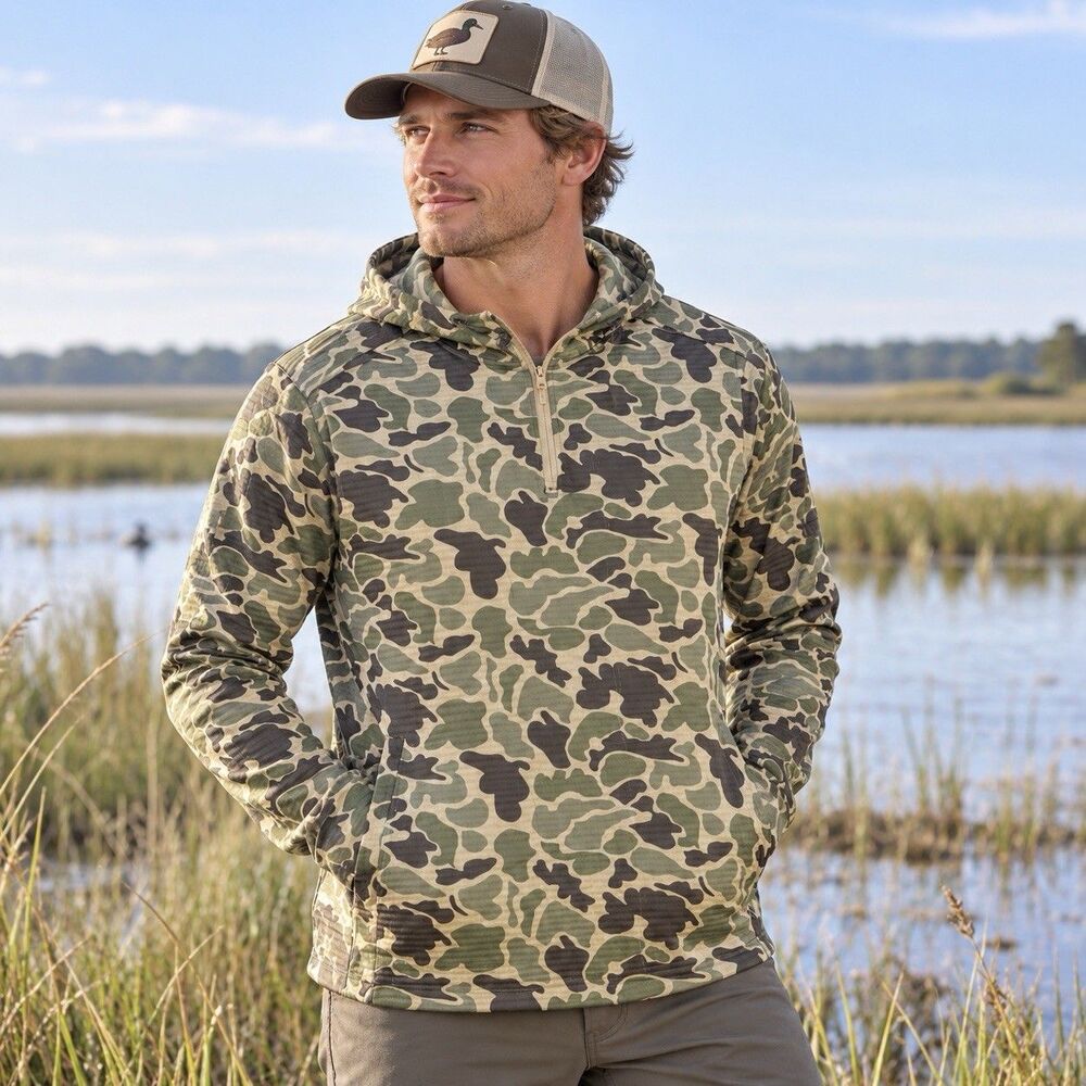 Marsh Wear Sullivan Hagood Green Mallard Camo Tech Hoodie L Duck Hunting